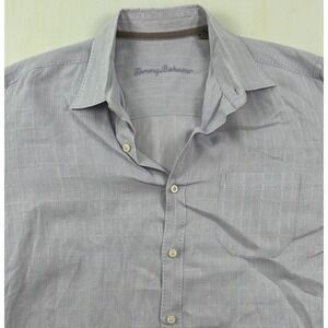 Tommy Bahama Mens Medium 100% Linen Button Up Long Sleeve Shirt Lavender Purple‎